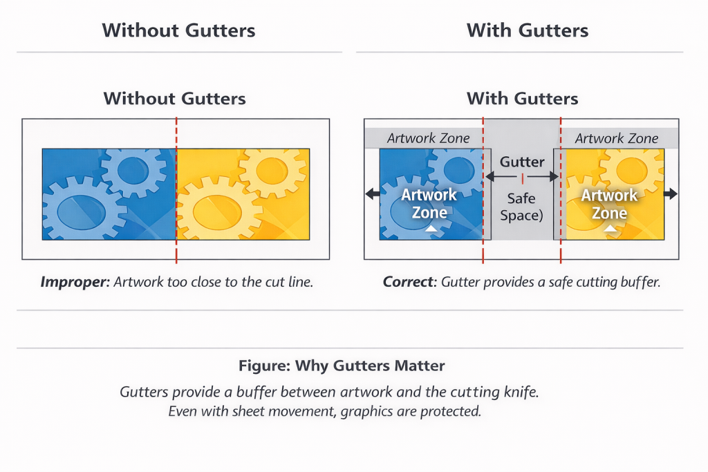 Graphic showing how gutters help skin board